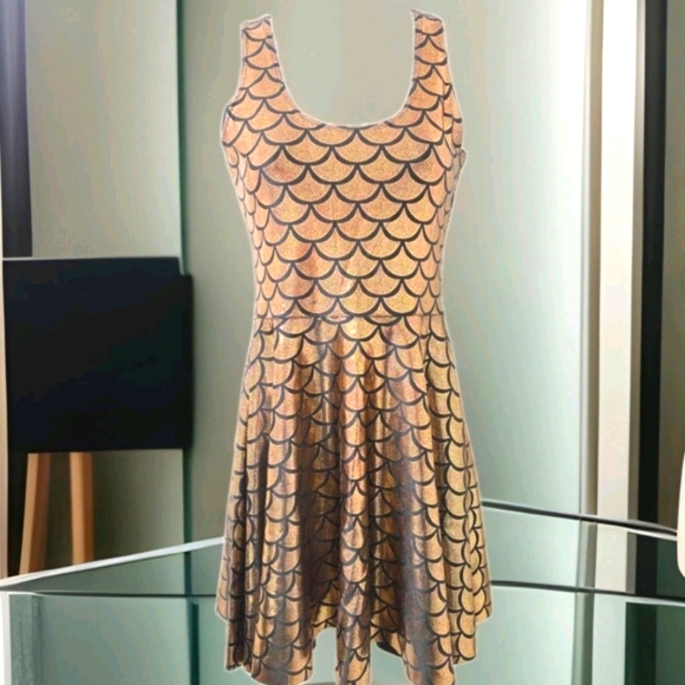 BlackMilk Mermaid Bronze Reversible Skater Dress--Limited - Picture 2 of 6